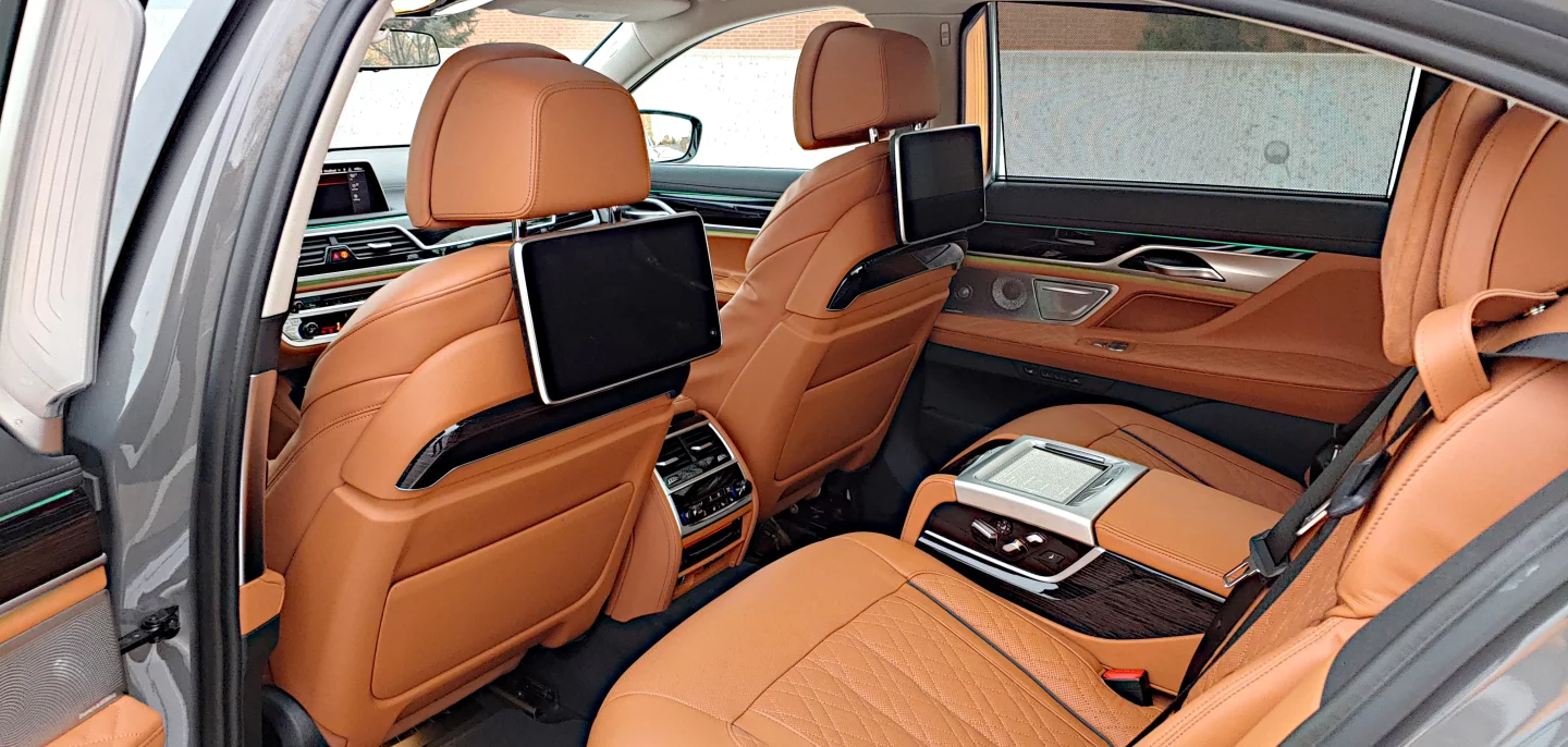 In the back of the 2020 BMW 750i, seating for two or three can be had. The executive upgrades can include reclining seats and a rear seat entertainment system