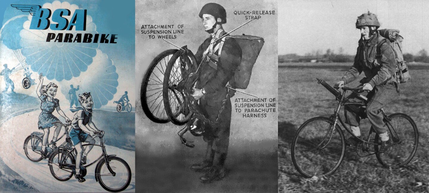 Most of Britain's motorcycle manufacturers built specific military models for different military purposes. Birmingham Small Arms (BSA) was the country's biggest and most advanced manufacturer of both firearms such as the Browning Machine gun, and motorcycles such as the BSA 500 cc M20 single which was the motorcycle of choice of the British military. BSA's solution was both simple and ingenious - a low-cost, lightweight folding bicycle which the commando could carry, jump and land with, and be immediately mobile. Around 70,000 units were produced during the war.