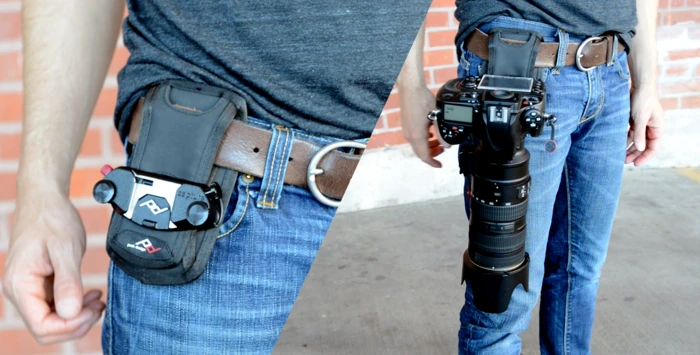 The Capture Camera Clip v2 allows you to clamp your DSLR camera onto any belt buckle or backpack