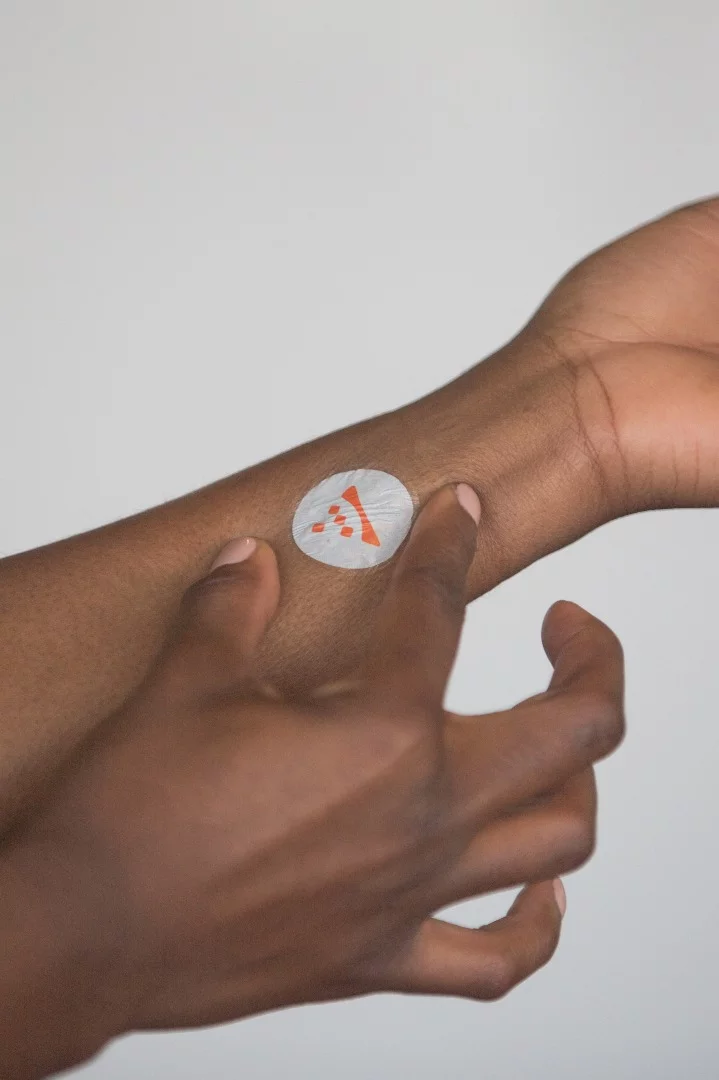 The WiSP smart stamp is about the size of a sticker or large postage stamp, and could have multiple healthcare and consumer uses