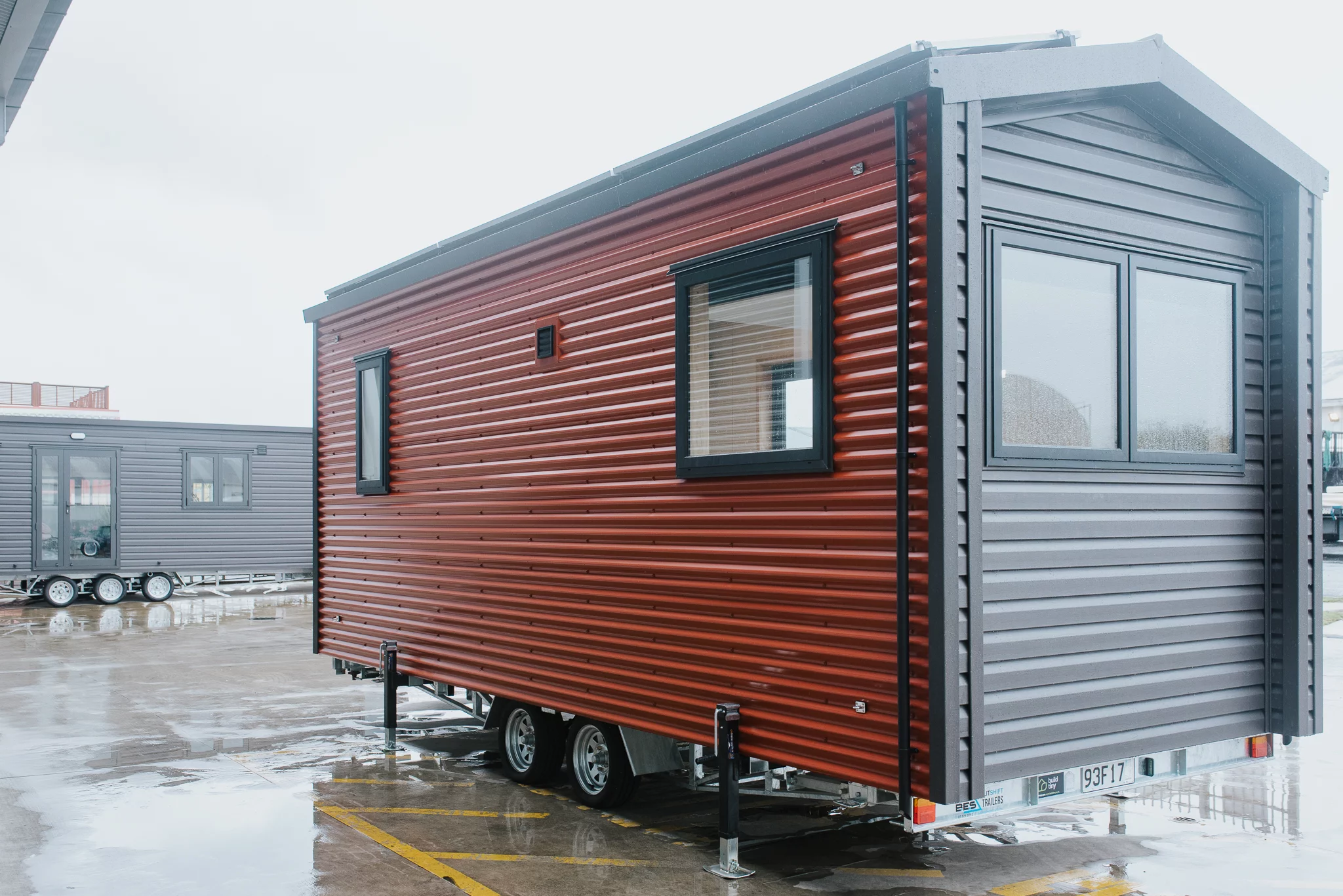 The Te Whare Nukunuku Tiny House is based on a double-axle trailer and is finished in vinyl cladding