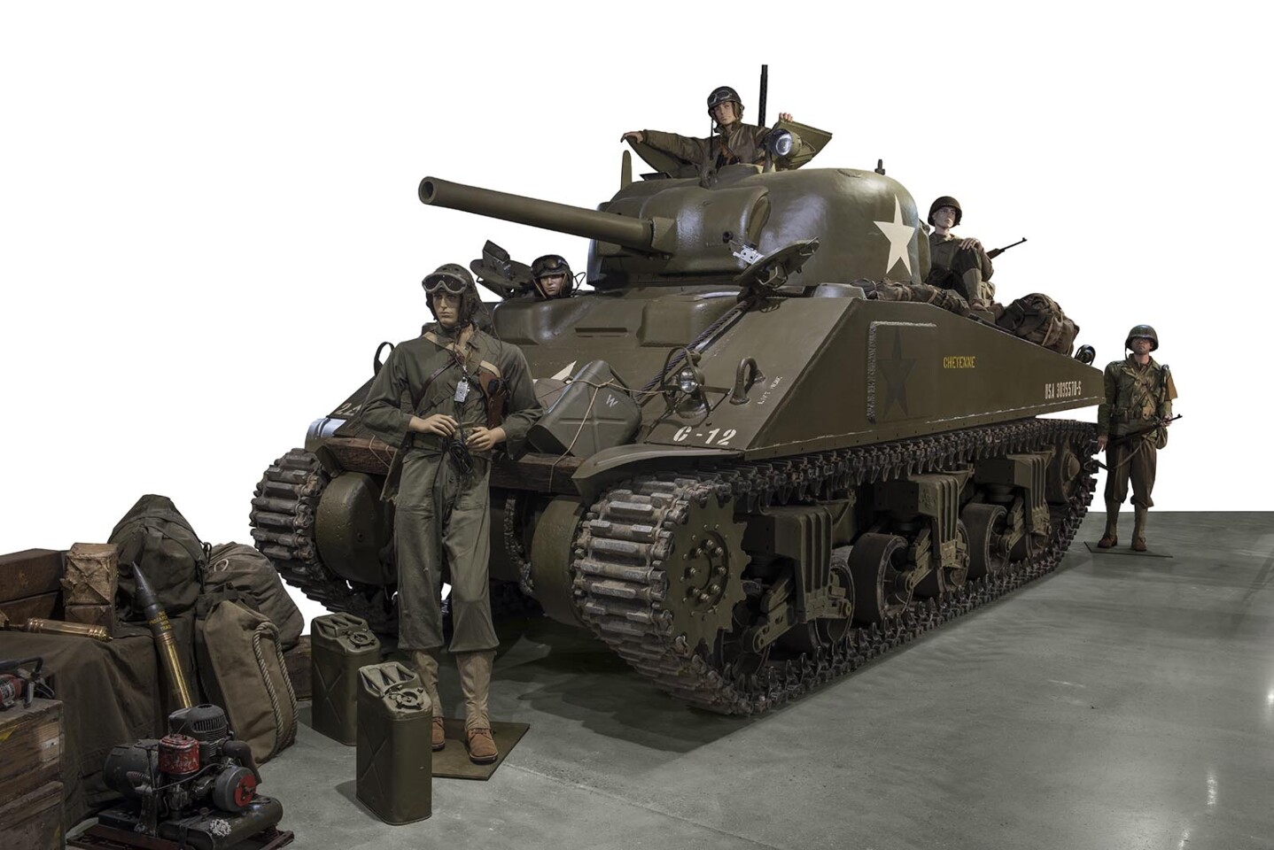 The tanks fielded by both sides in 1944 were vastly more capable and had gained formidable firepower in comparison to the lumbering bohemoths of WWI. The prize lot at the D-Day sale was the Sherman M4A4 tank (above) which fetched €364,000 (US$406,121). Powered by a 500 hp V8 Ford engine, the Sherman M4A4 was capable of 10 times the first tank's speed (30 mph) for 120 miles and sported a 75 mm M3 L/40 cannon on the turret (90 rounds on board), and a secondary 50 mm Browning machine gun (300 rounds) for close combat.