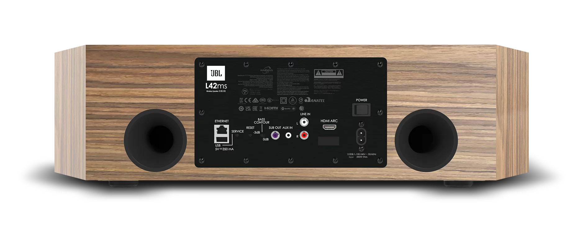 There's bass porting around back, plus the option to adjust the bass response depending on room configuration