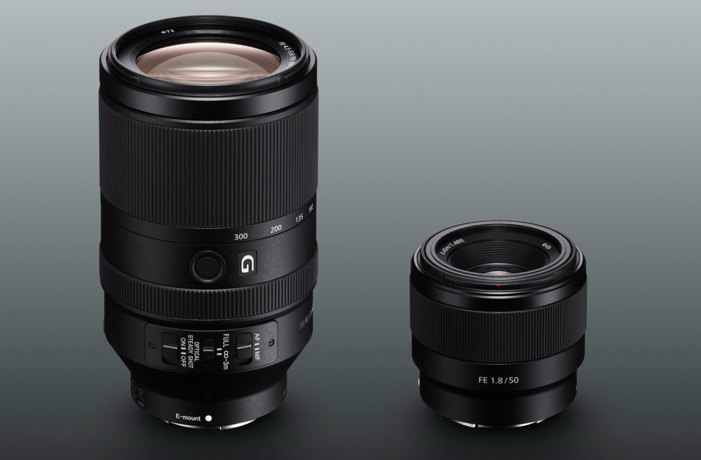 Sony has announced a couple of full frame FE lenses: A 70-300-mm F4.5-F5.6 zoom and a 50-mm F1.8 prime