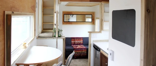 The home features many self-sustaining elements including a composting toilet and propane tankless hot water system