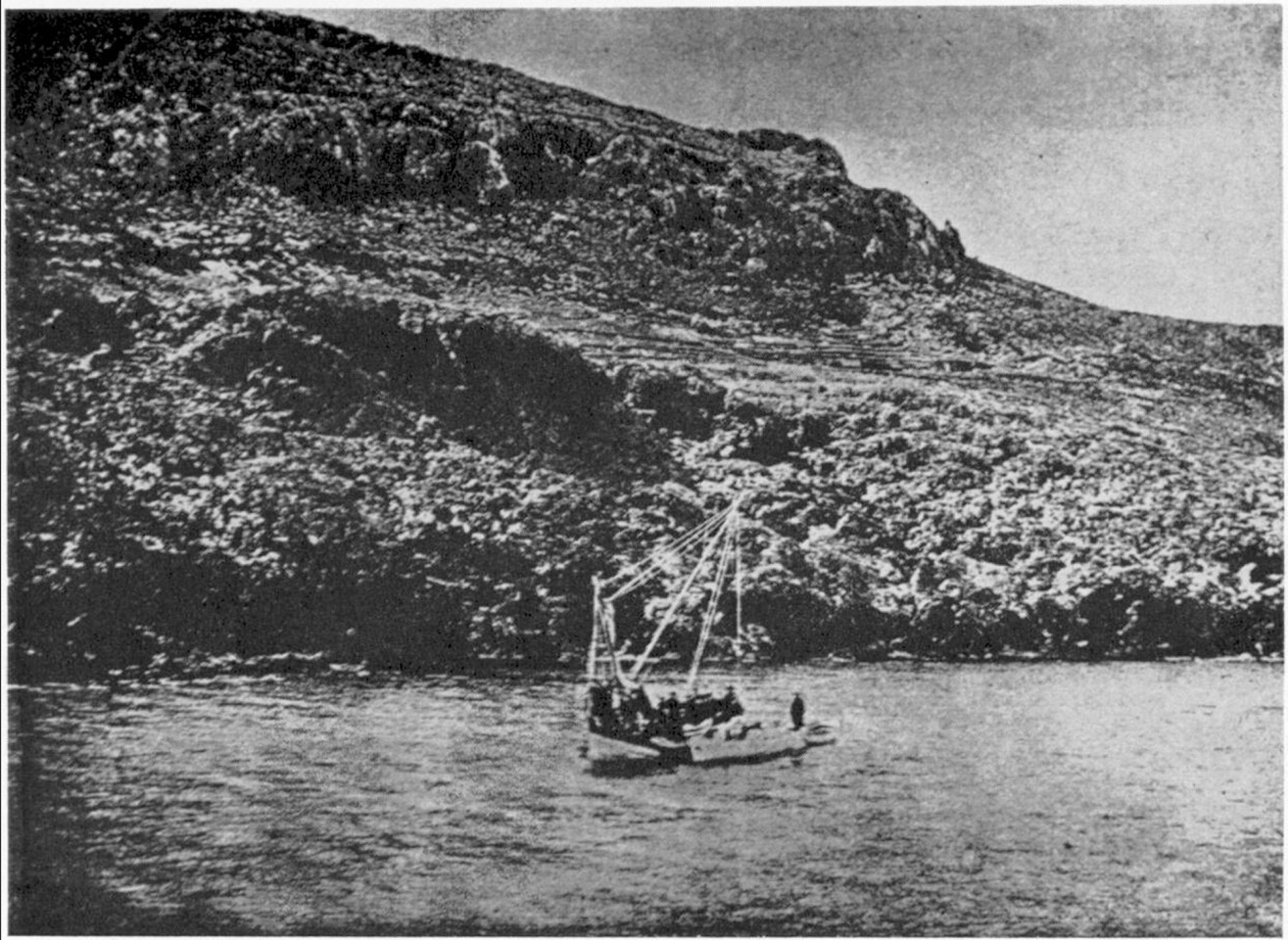 Archaeological teams preparing to dive on the Antikythera wreckage