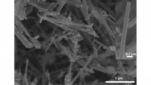 Silicon nanotubes after ultrasonic treatment - inset is an expanded image of a single nanotube