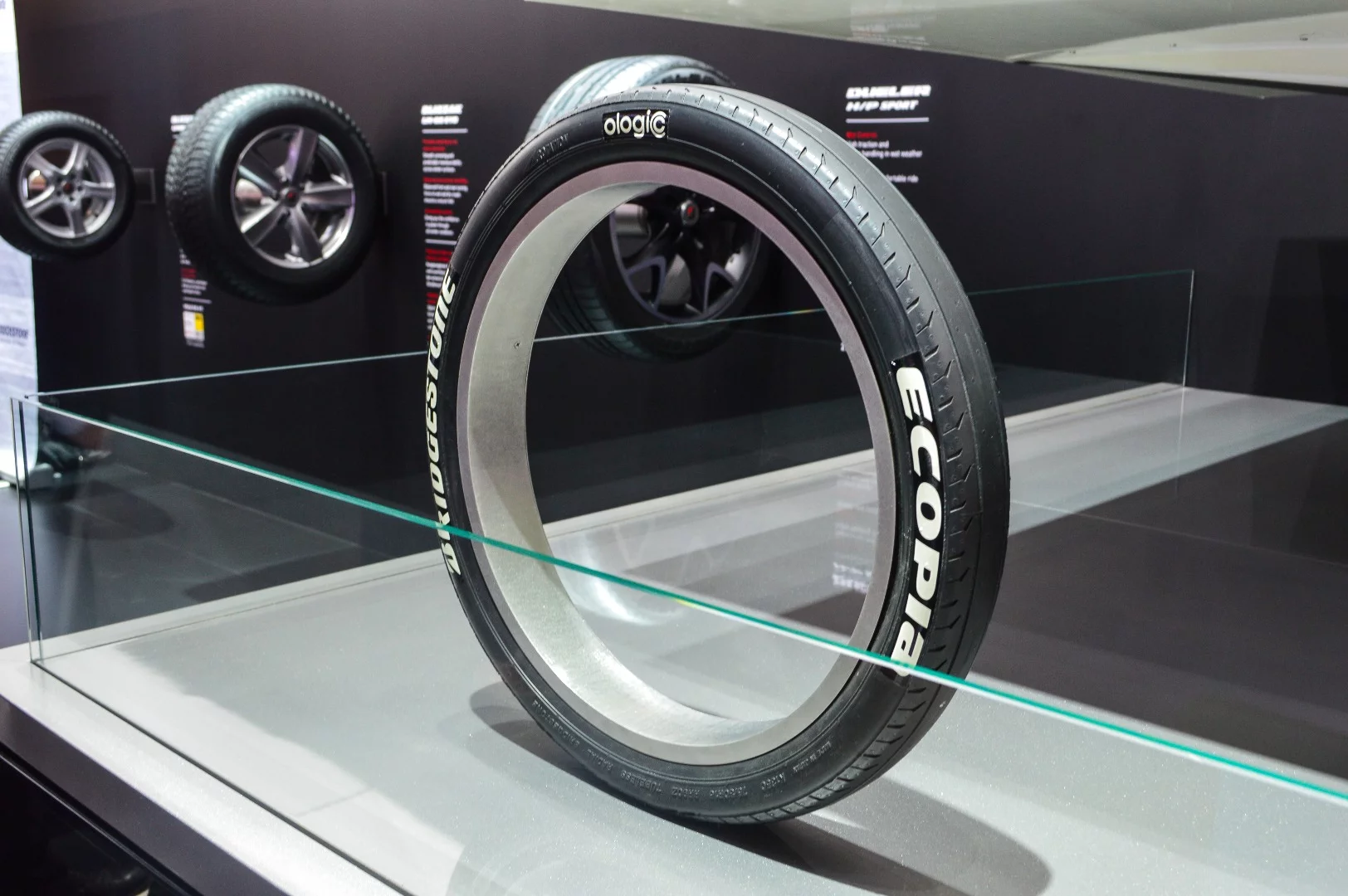 The solar vehicle ran on these skinny Bridgestone Ecopia tires