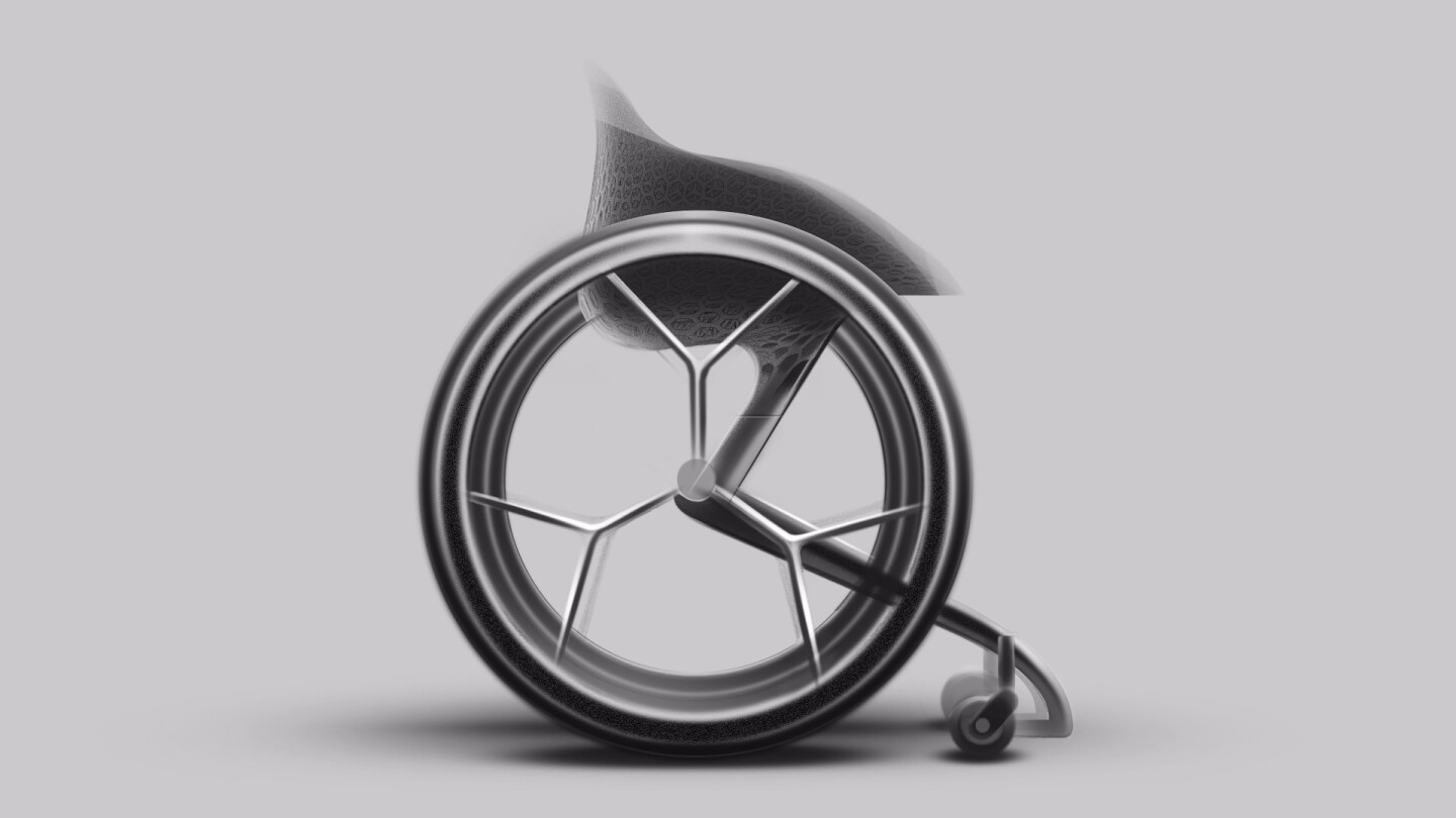 The seat is printed from a semi-transparent resin combined with thermoplastic polyurethane for elasticity