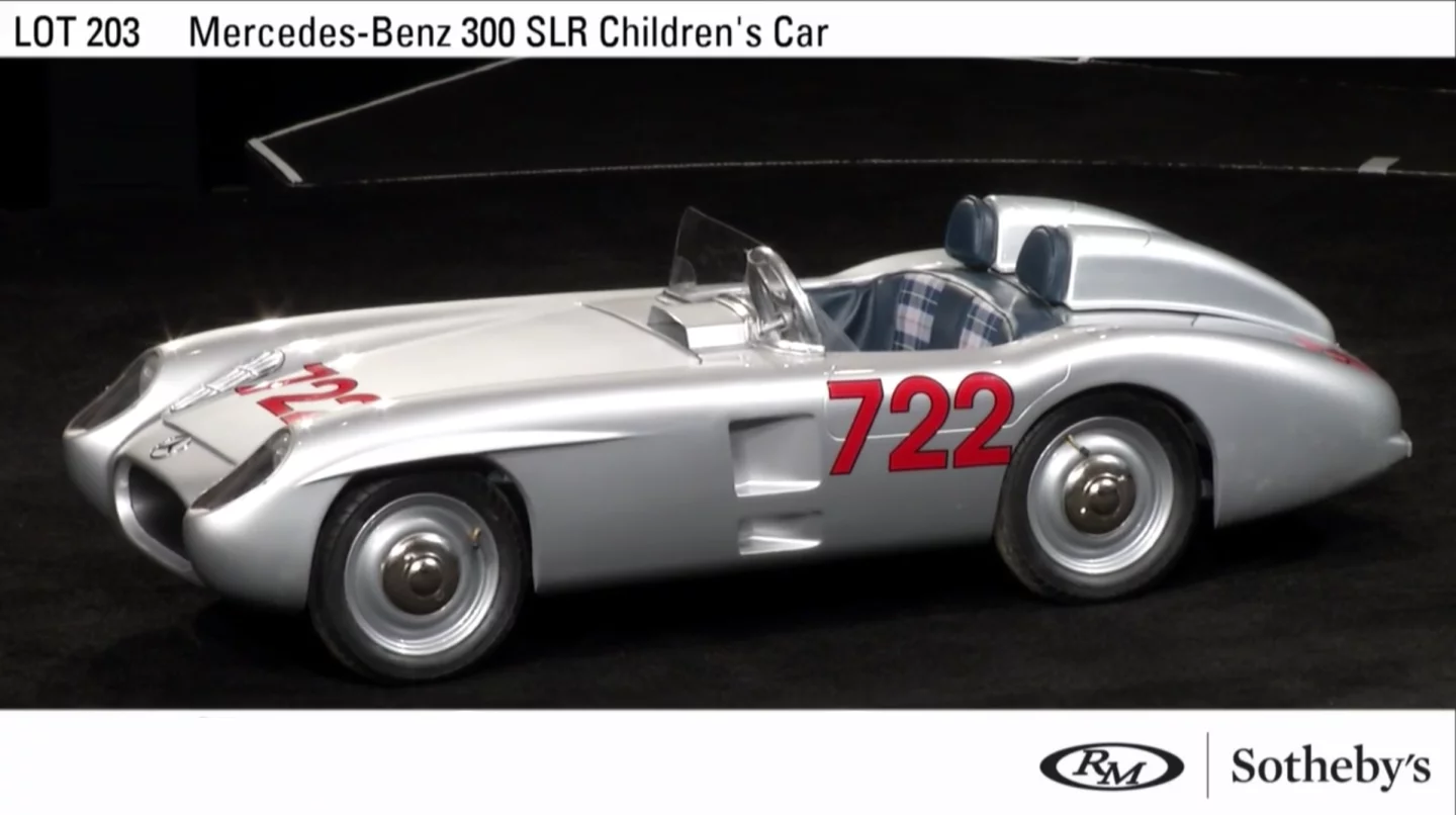 Handmade in the UK, this car is fashioned after the Mercedes-Benz 300 SLR driven by racing legend Stirling Moss in the 1955 Mille Miglia. It sold for $25,200 at RM-Sotheby's Scottsdale 2018 auction.