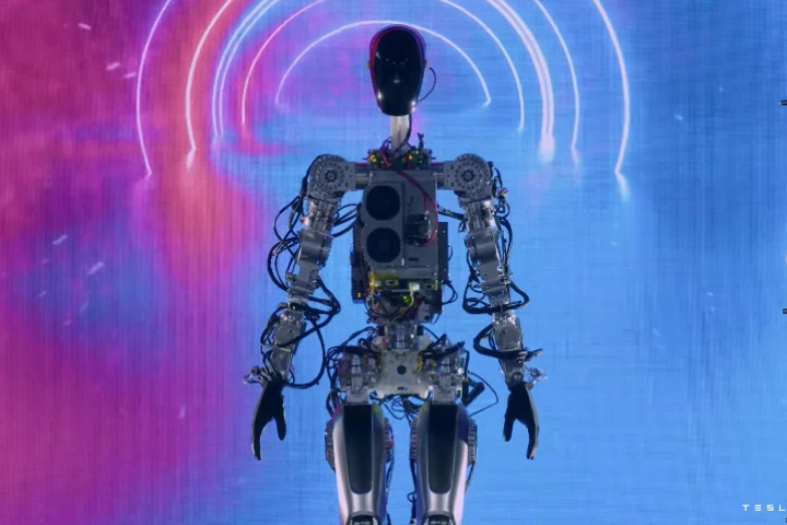 The Bumble C robot takes the stage in Palo Alto, California