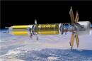 Artist's concept of a spacecraft with nuclear thermal propulsion