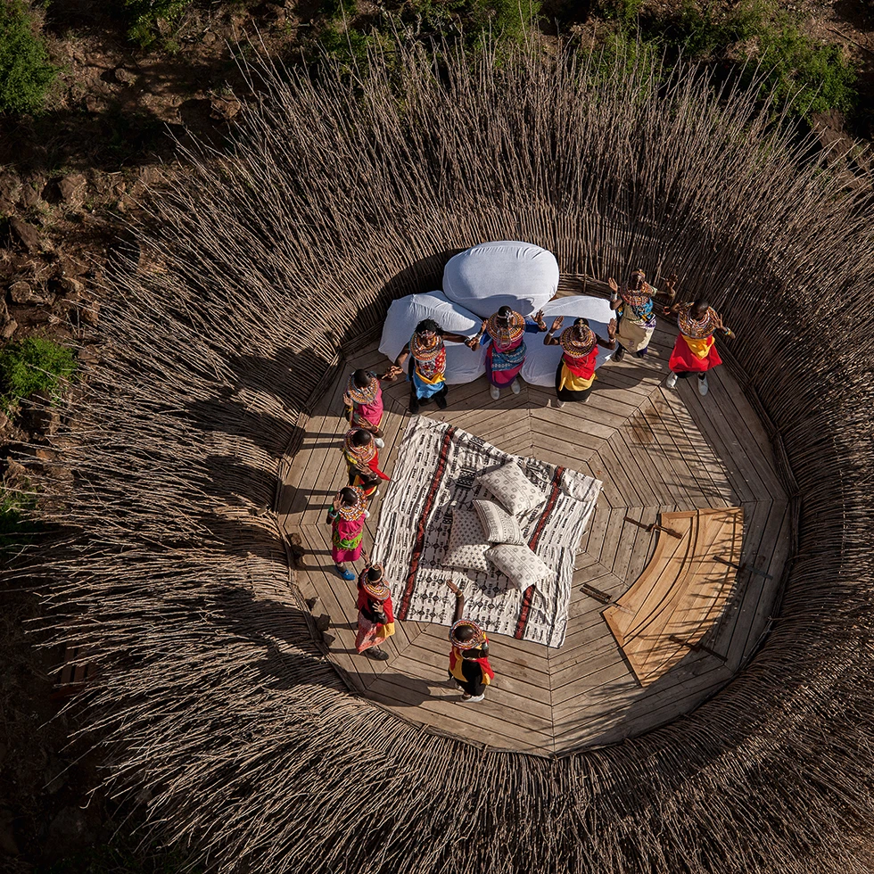After a day out on safari, visitors to the Bird Nest hotel can return enjoy the sunset from the nest-inspired rooftop