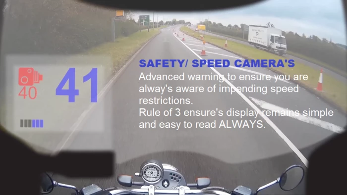 BikeHUD's safety camera warnings