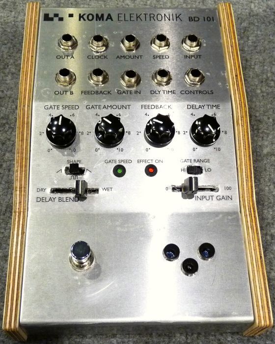 The KOMA BD101 with 10-socket patch bay, rotary and slider controls and touch-free infrared expression and function control