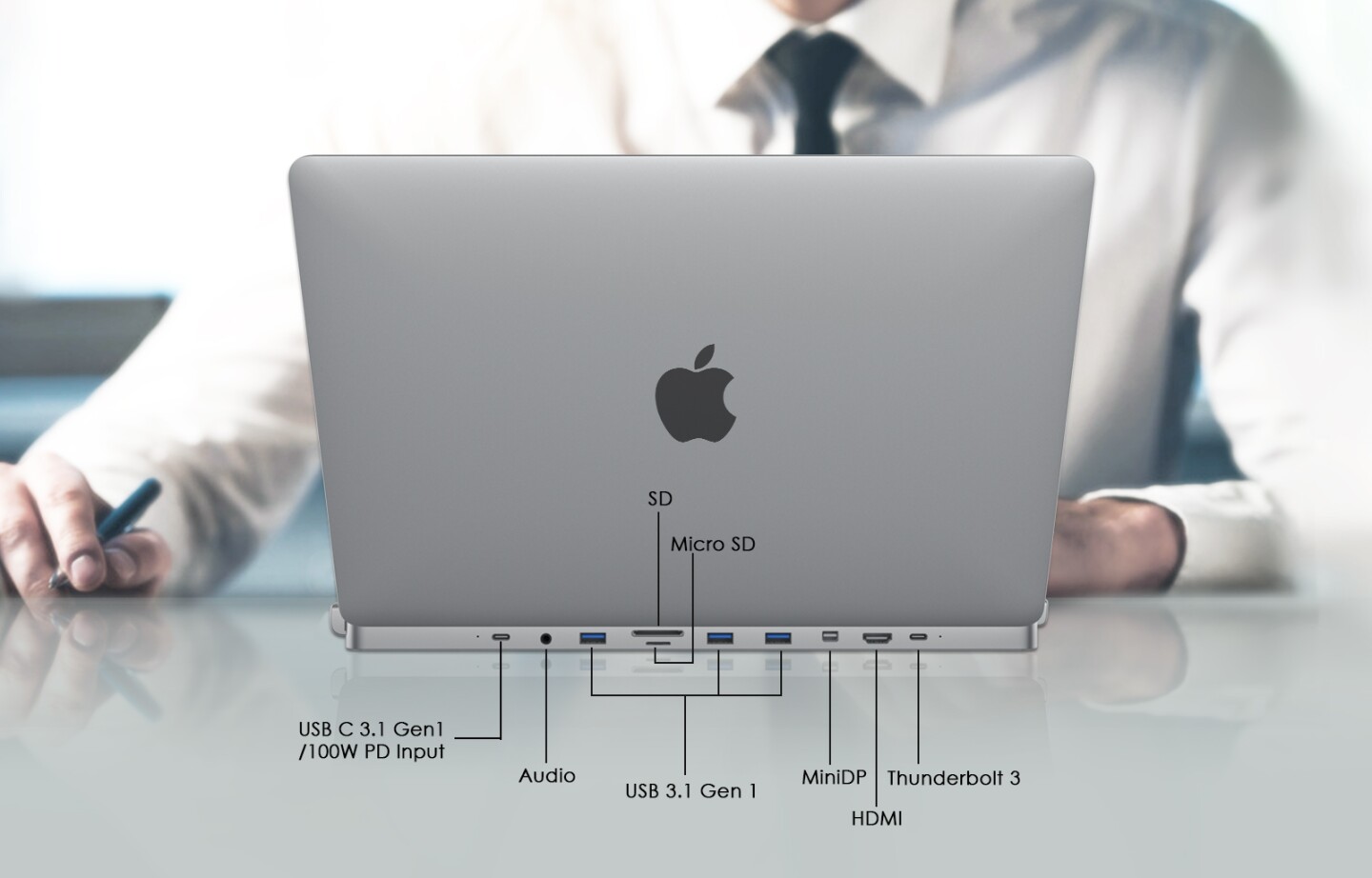 The DGRule adds extra ports to the rear of the MacBook Pro