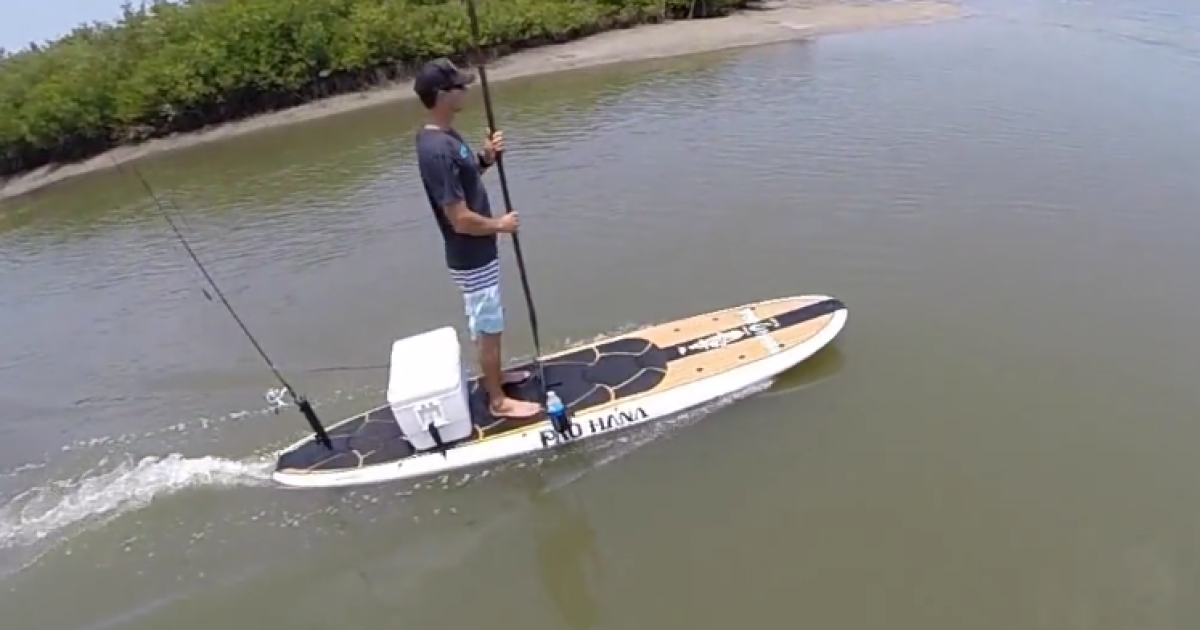 WaveJet electric jetdrive angler paddleboard swims with the fishes