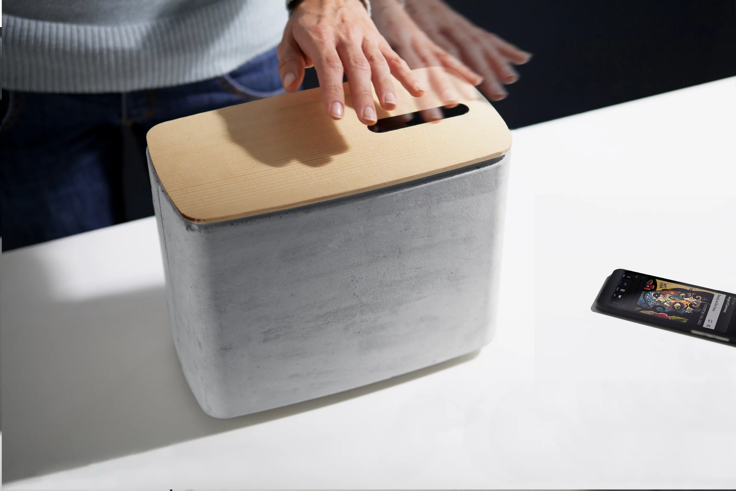 The gesture-controlled PACO concrete speaker from Digital Habit(s)