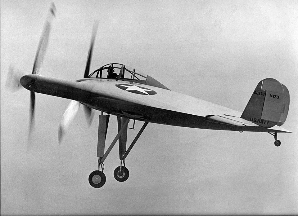 the V-173 in flight