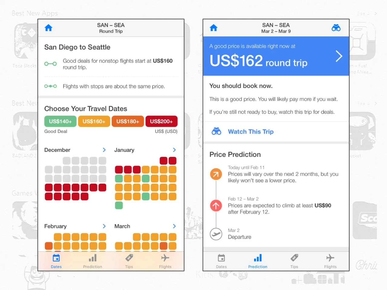 Hopper enables you to find the best flight prices