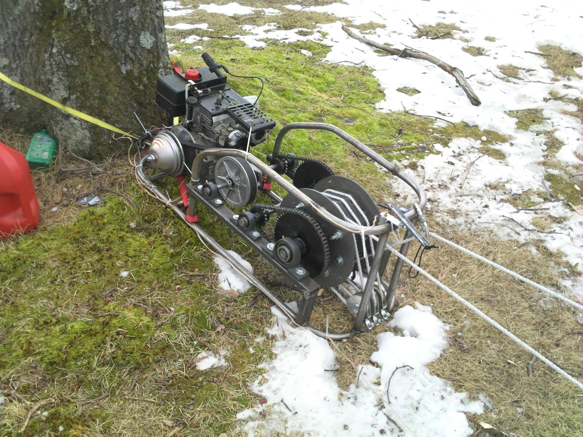 The homemade sled-and-rider-towing winch (Photo: Josh Smith)