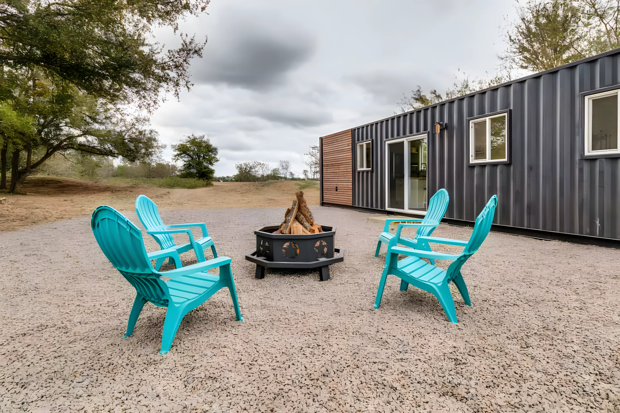 The Kennedy Model's exterior is painted and includes wooden accenting