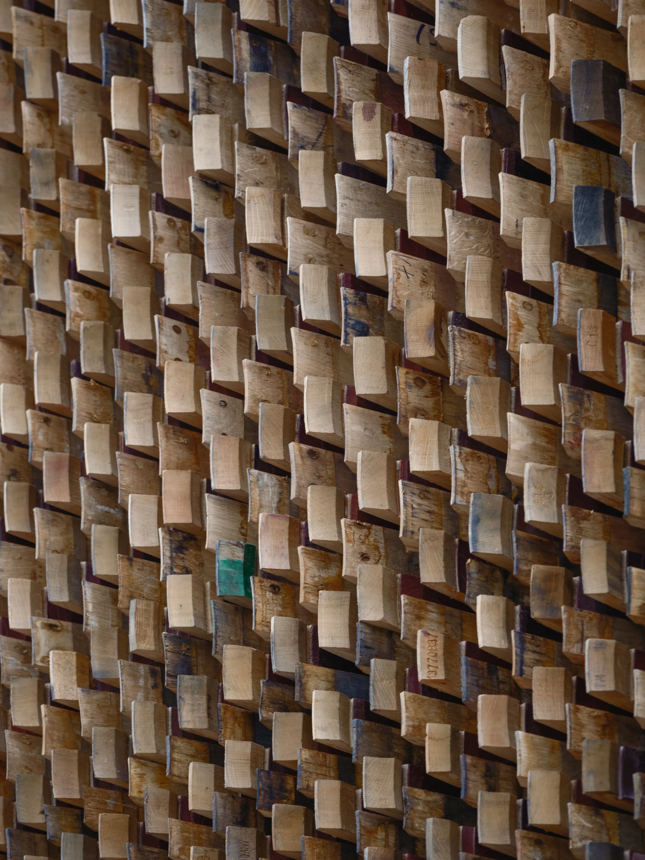The Laizhou Bar was created using approximately 6,000 individual pieces of wood sourced from whiskey barrels