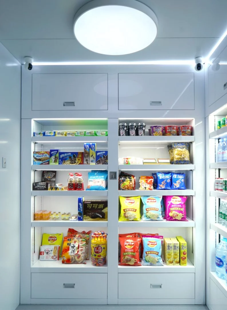 Psi retail pod customers use a smartphone app to enter the standalone store, scan items for purchase and make payment