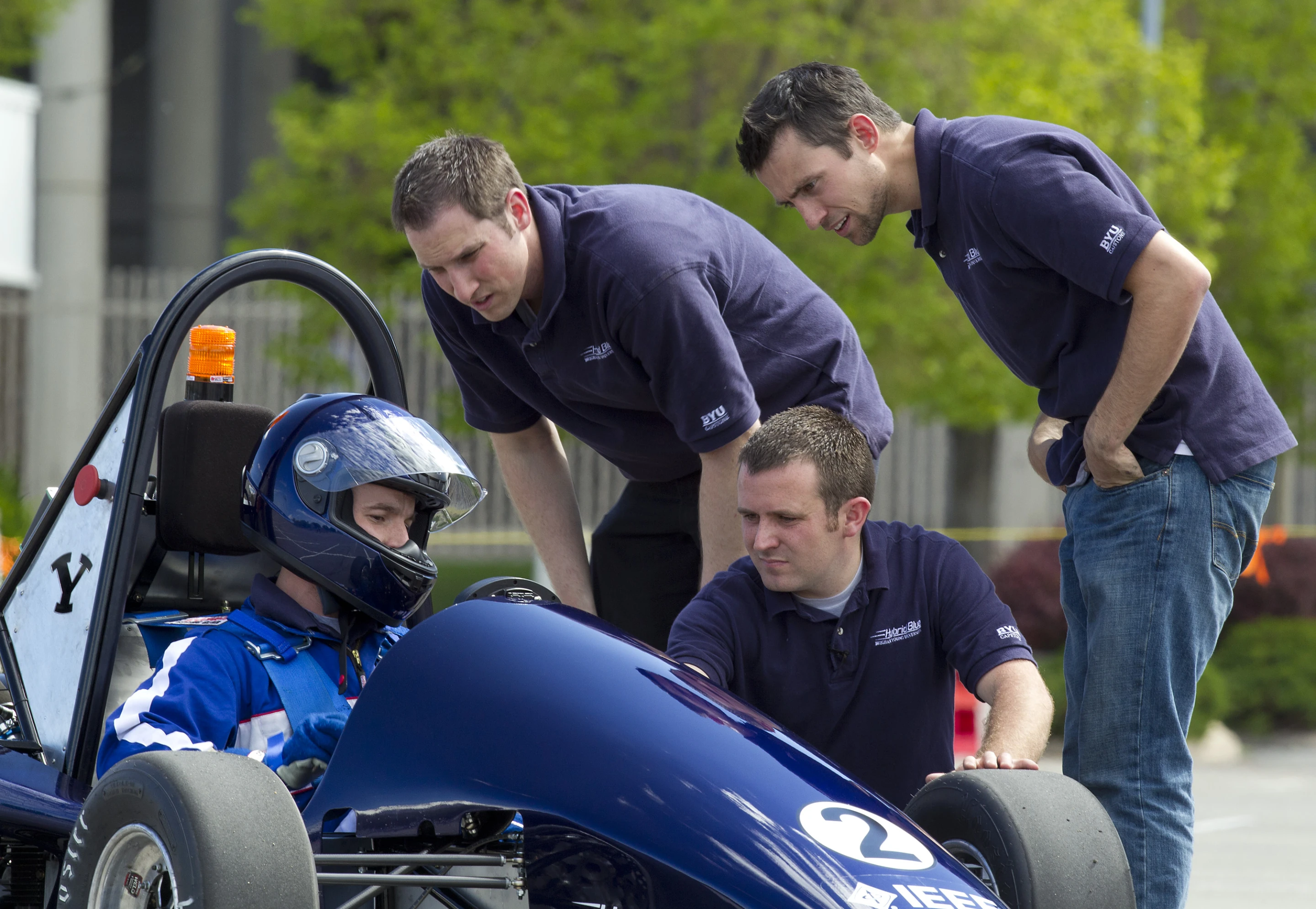 Team members with Hybrid Blue