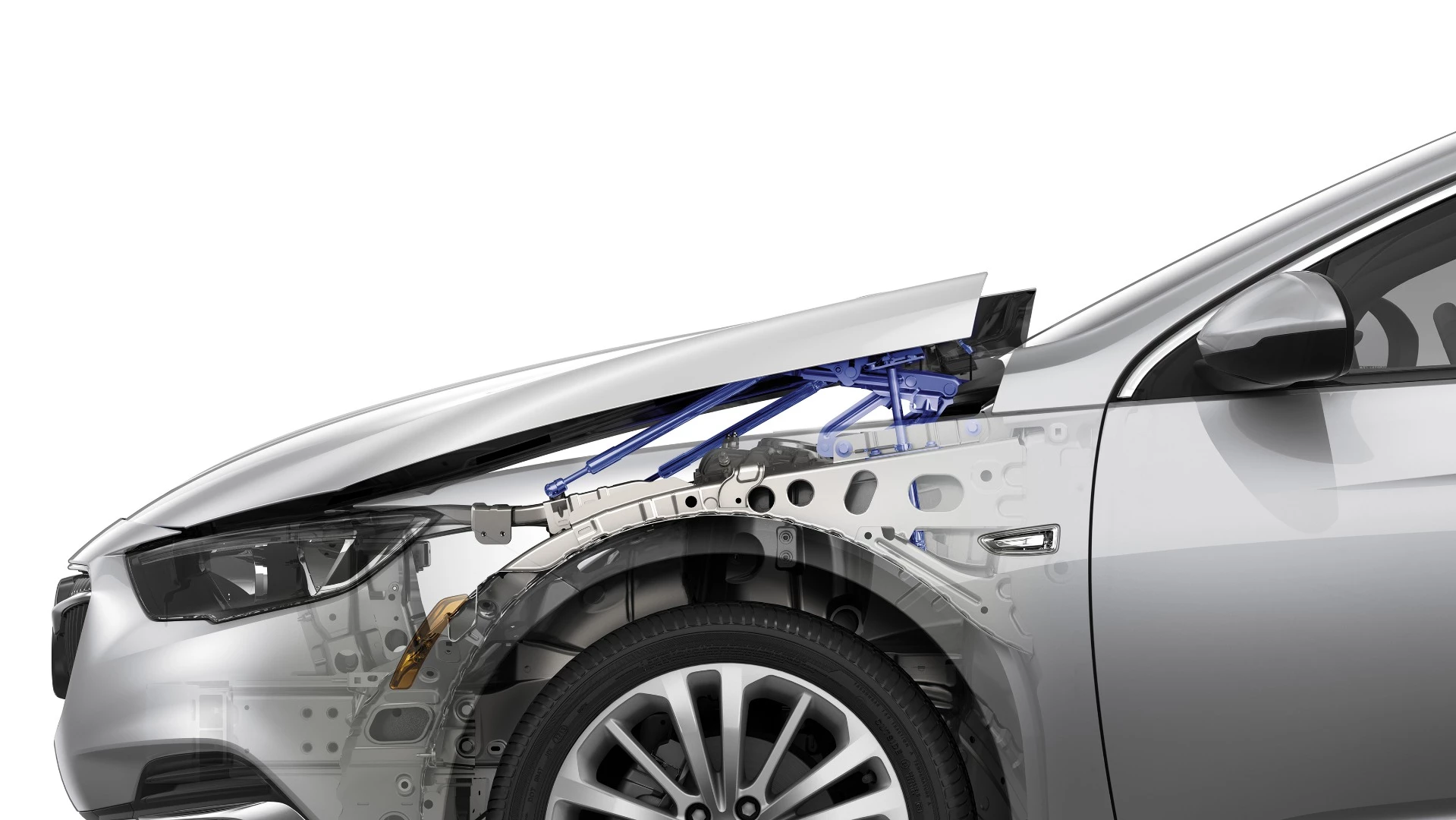 The hood of the TourX lifts in low-speed accidents to protect pedestrians