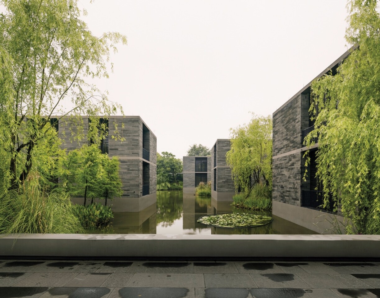 The Xixi Wetland Estate residences are surrounded by water