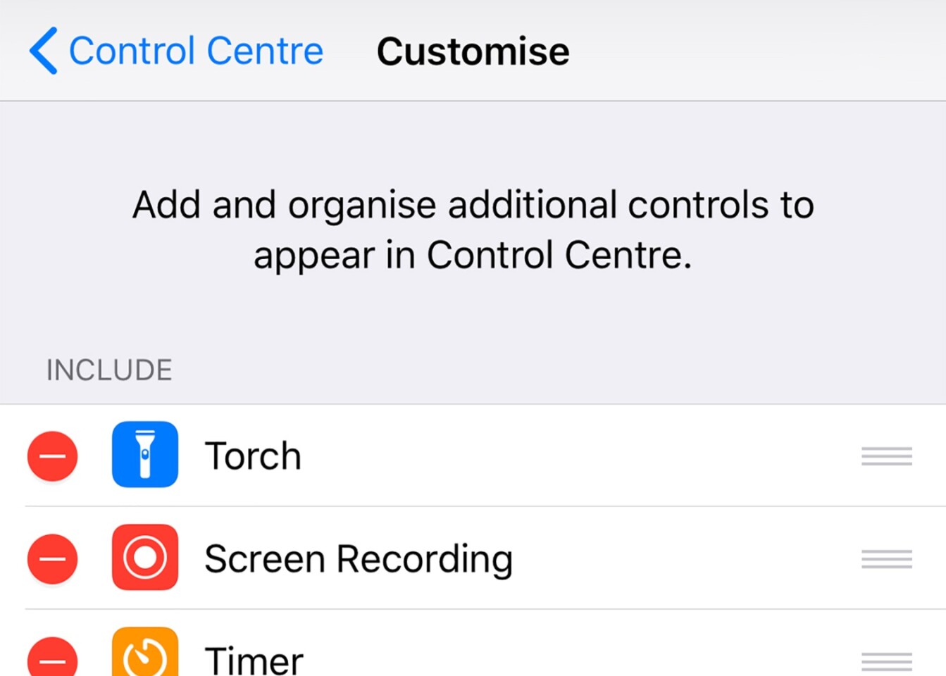 The Control Center is yours to customize as you like