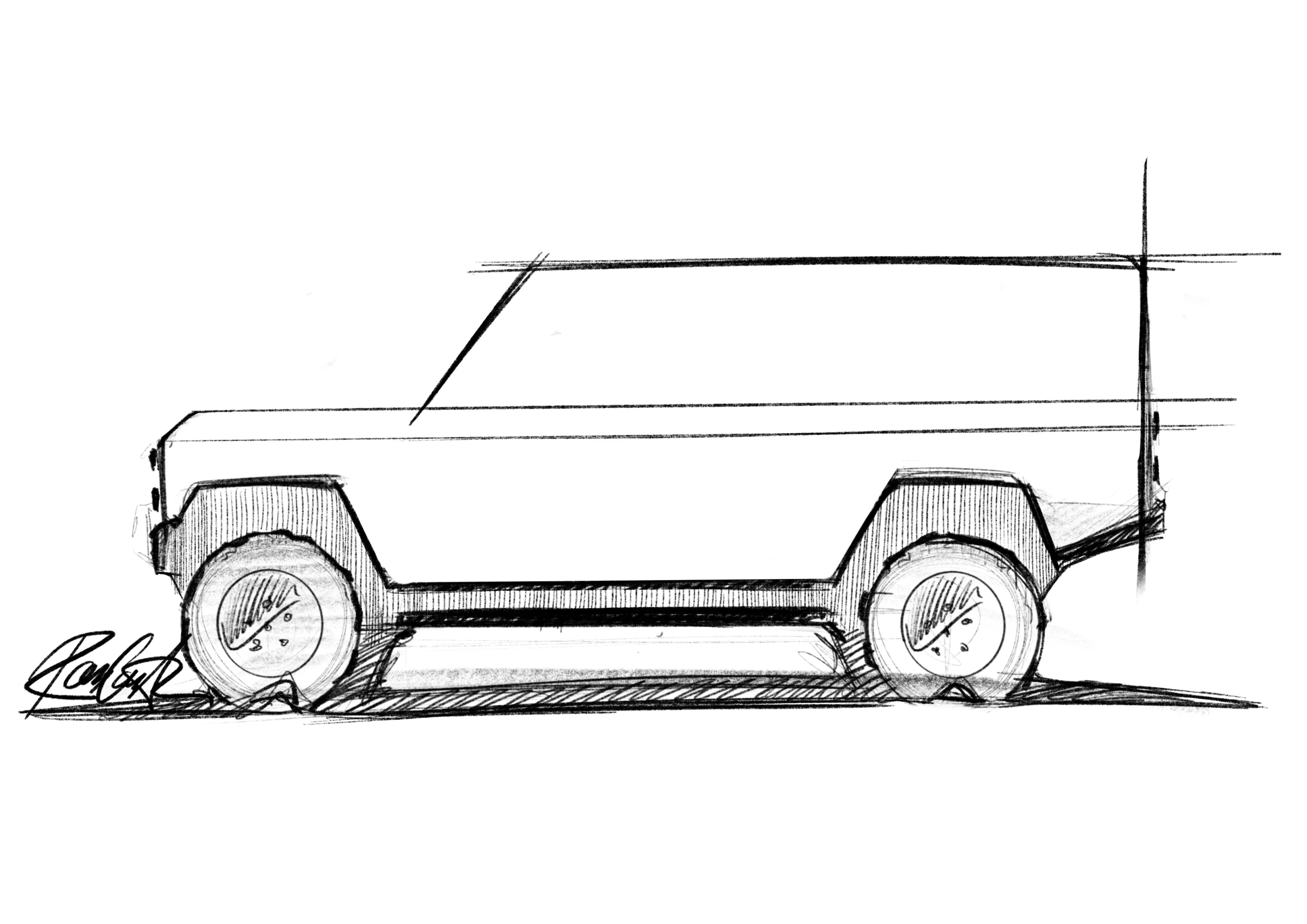 Munro sketch - the Mark 1 went from campfire vision to production-ready reality in about three years