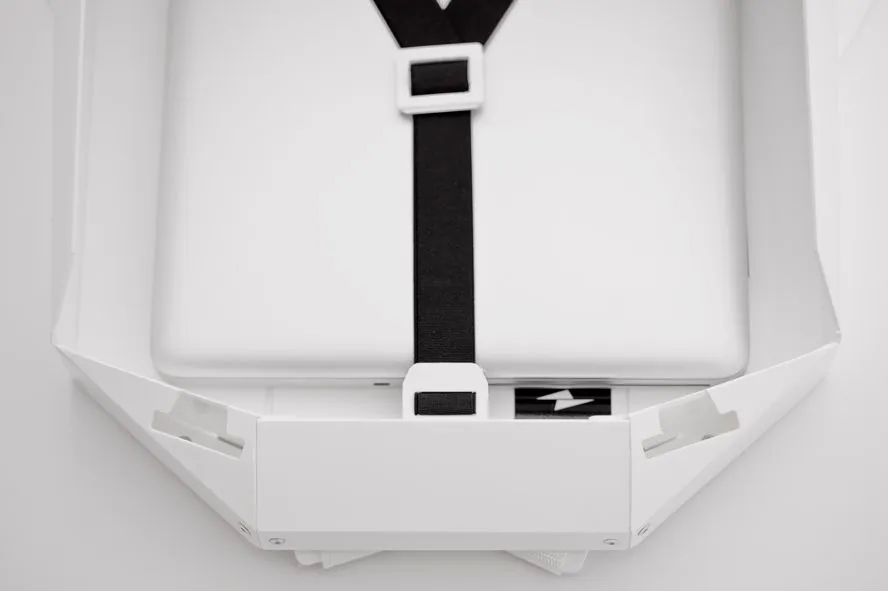 The backpack has a main compartment that can fit tablets or laptops of up to 15.6-inch screen size