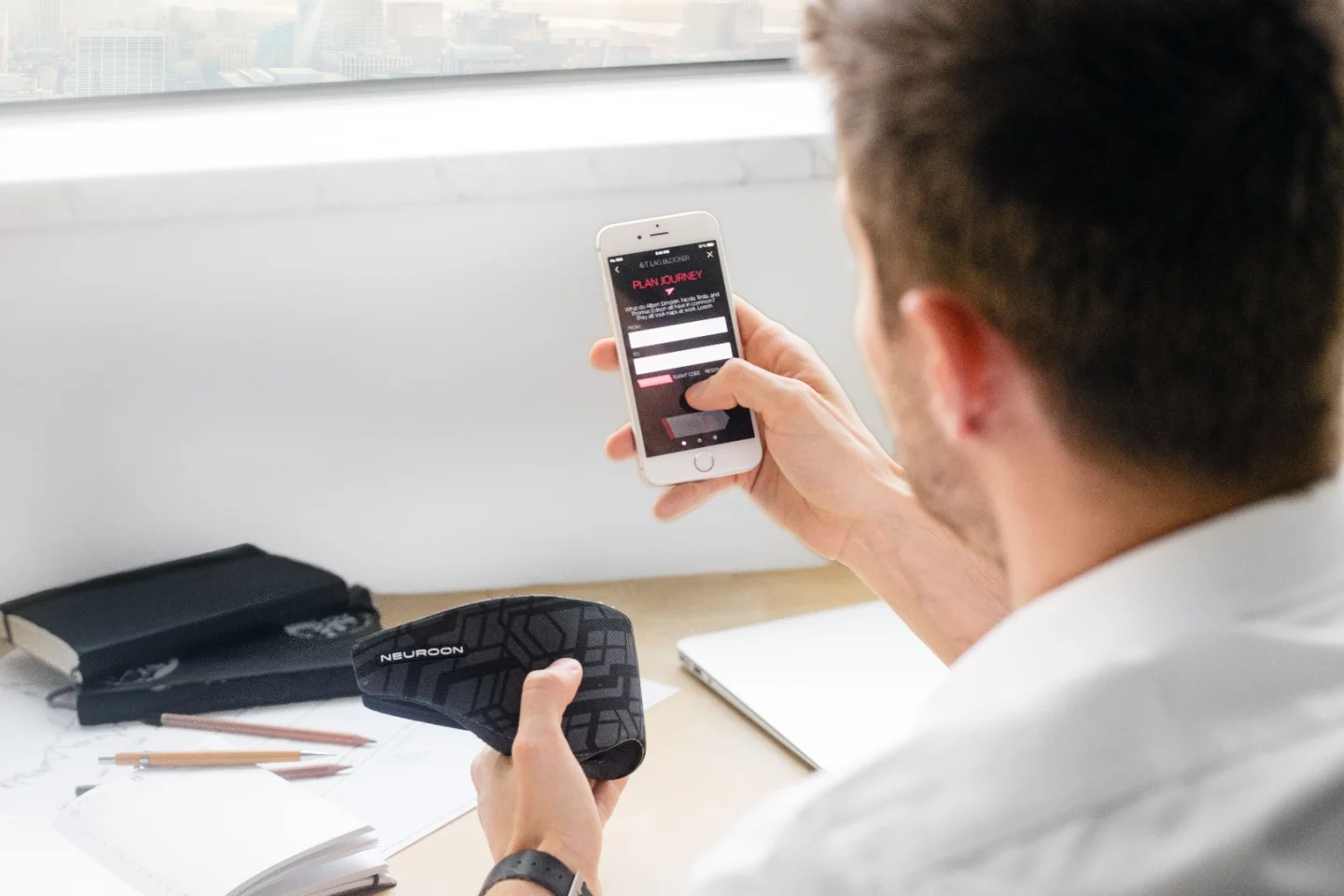 The Neuroon sleep mask connects via Bluetooth to the iOS and Android app