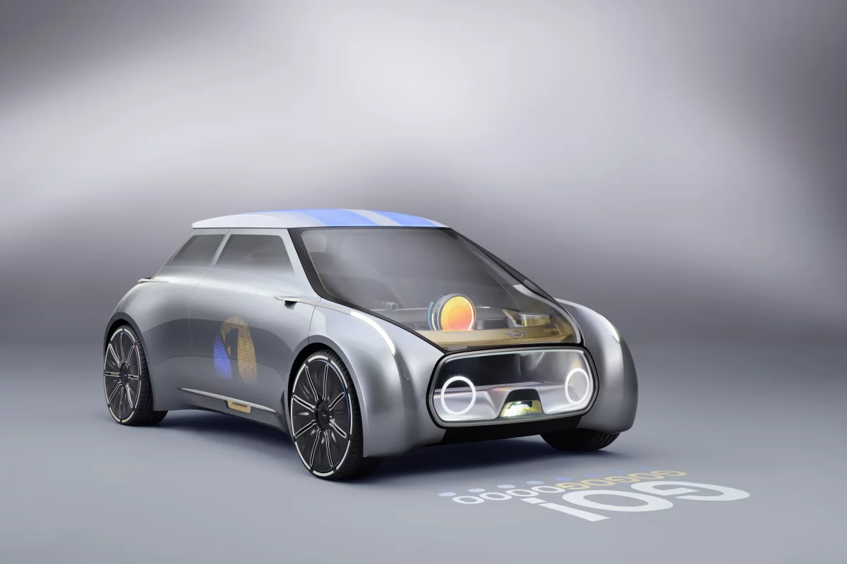 The round orb in the windscreen indicates that the car is being autonomously driven