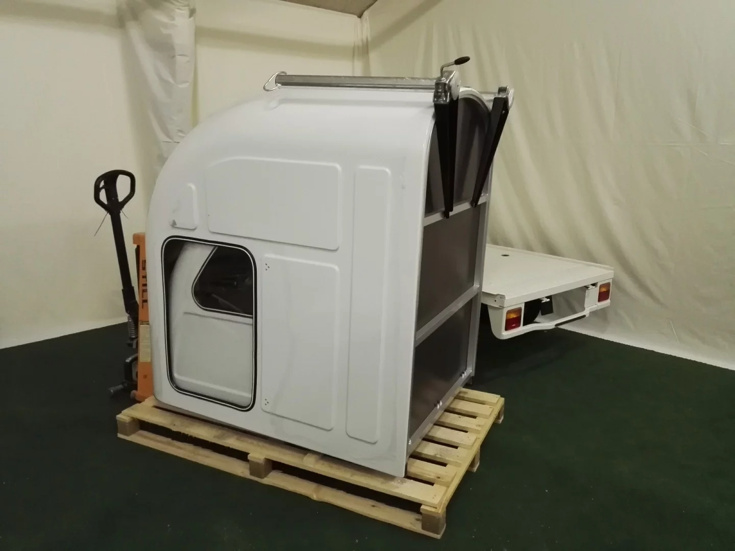 The camper module is sold on a pallet