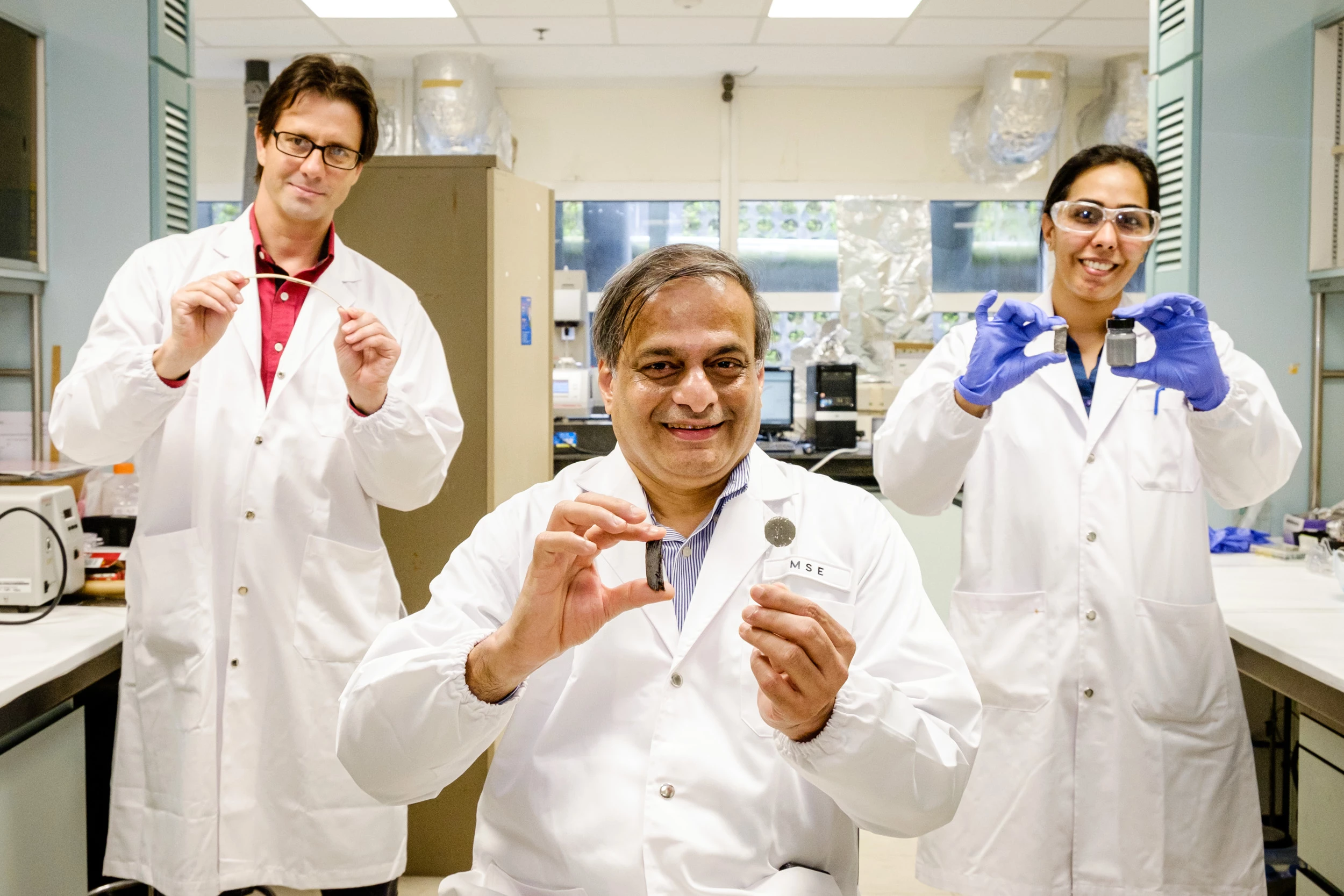 From left, Assoc. Prof. Terry Steele, Prof. Raju V. Ramanujan and Dr. Richa Chaudhary