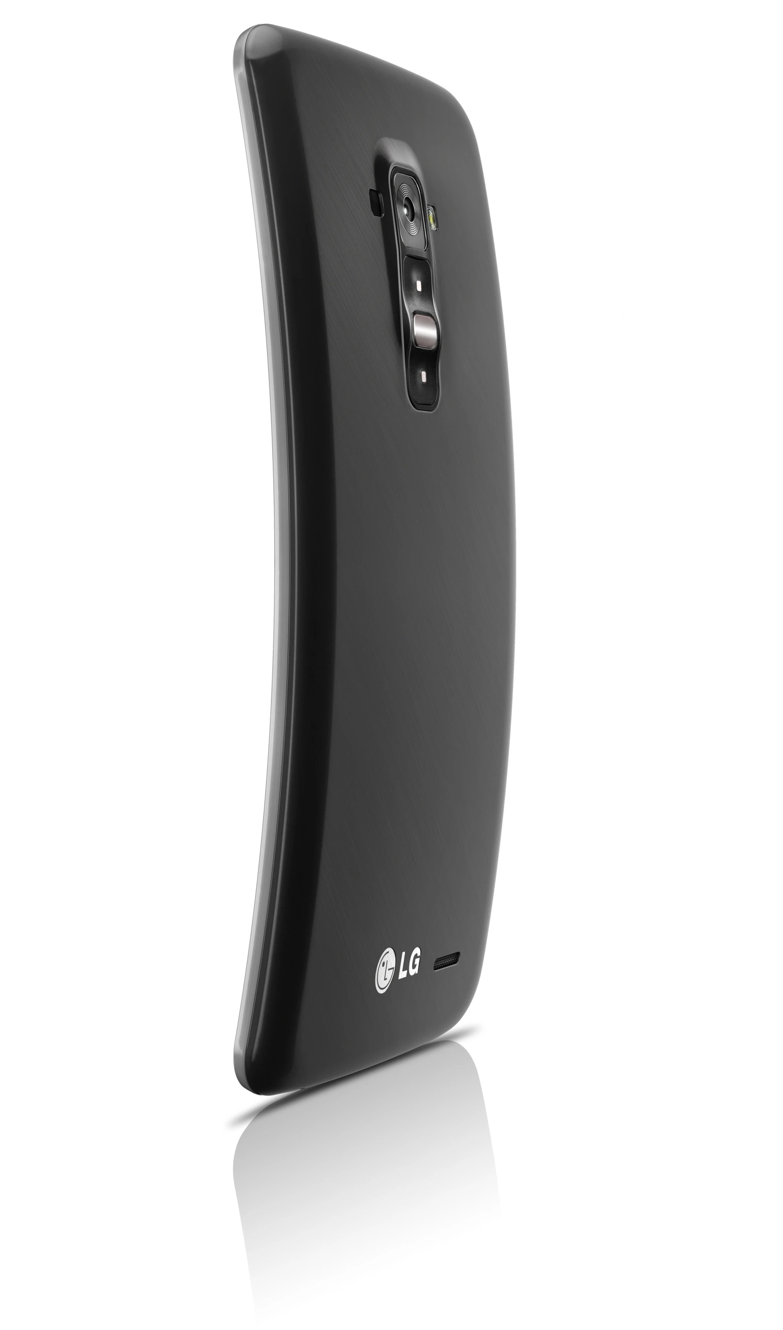 The G Flex features a rear-key design first seen in the company's G2 smartphone, with a power button in the middle of a volume rocker