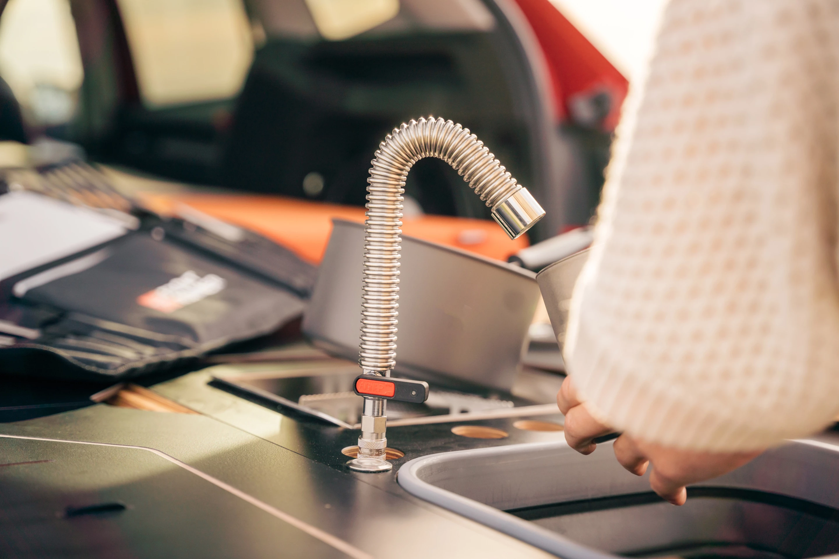 Sink with running water