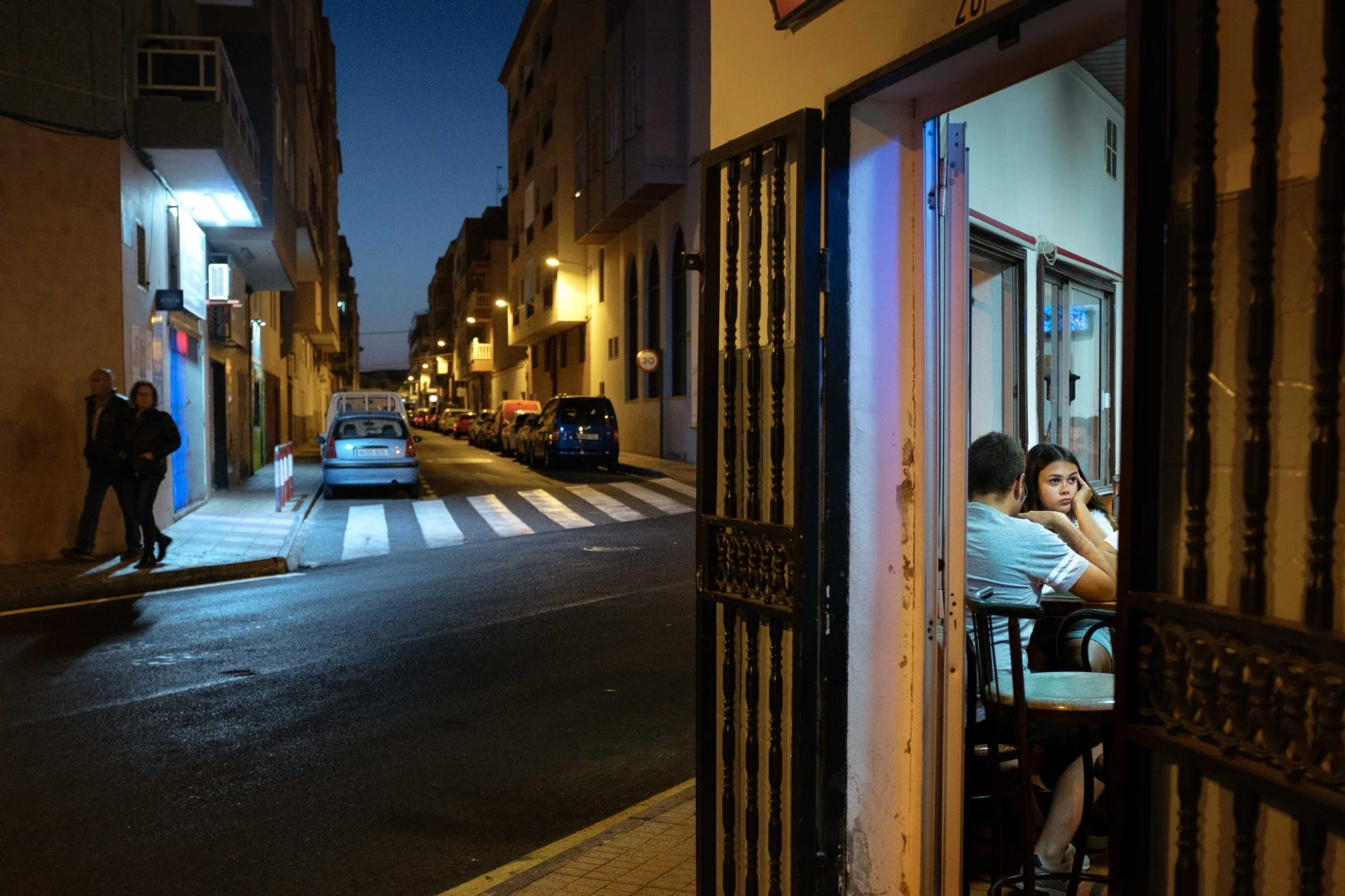 Finalist in The Traveler category of the 2018 EyeEm Awards: Jimmy Gyros restaurant and view on Consuelo Alfonso Diaz-Flores street in Las Galletas, Tenerife island, Spain