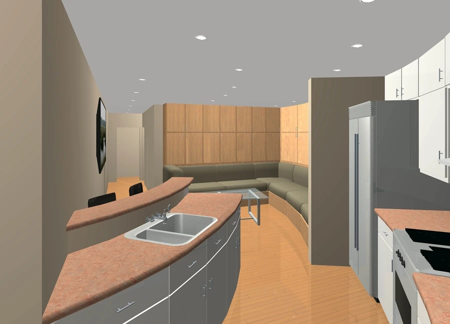 A diagram of a itchen in one of the shelter condos