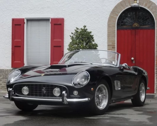 The Ferrari 250 GT SWB California Spyder runs a 280bhp, 2,953cc, single overhead camshaft V-12 engine with three Weber 40 DCL 6 carburettors, driving through a four-speed gearbox.Image: RM Auctions