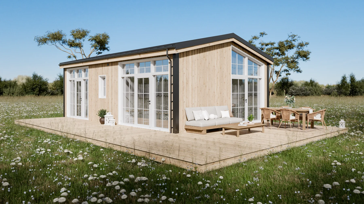Extra-wide tiny house lays out comfortable living on one level