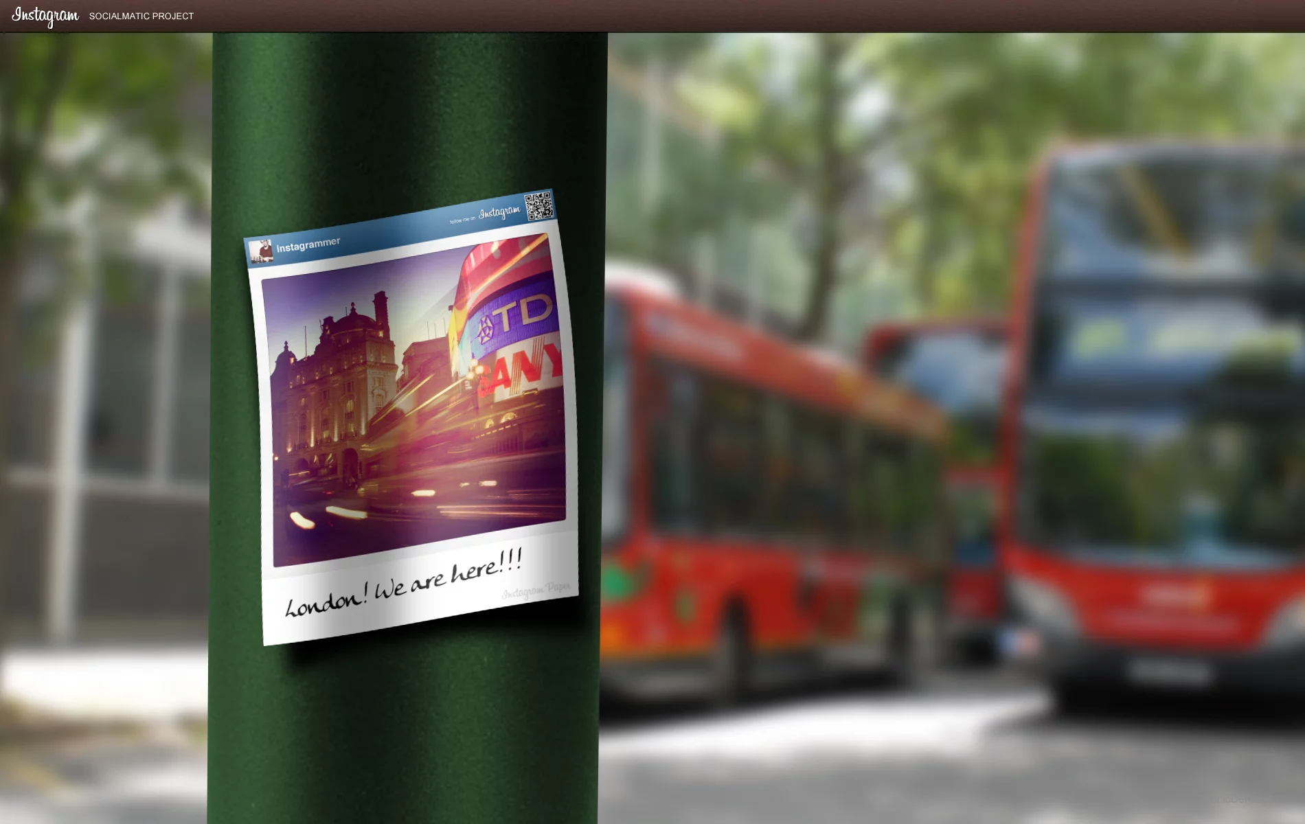 To mimic the social networking aspects of Instagram in real life, the paper leaves a space for writing in captions/comments at the bottom and has an adhesive strip on the back to stick it anywhere