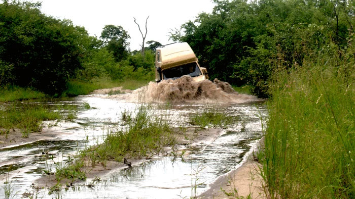 A Desert-Tec Land Cruiser takes a dip