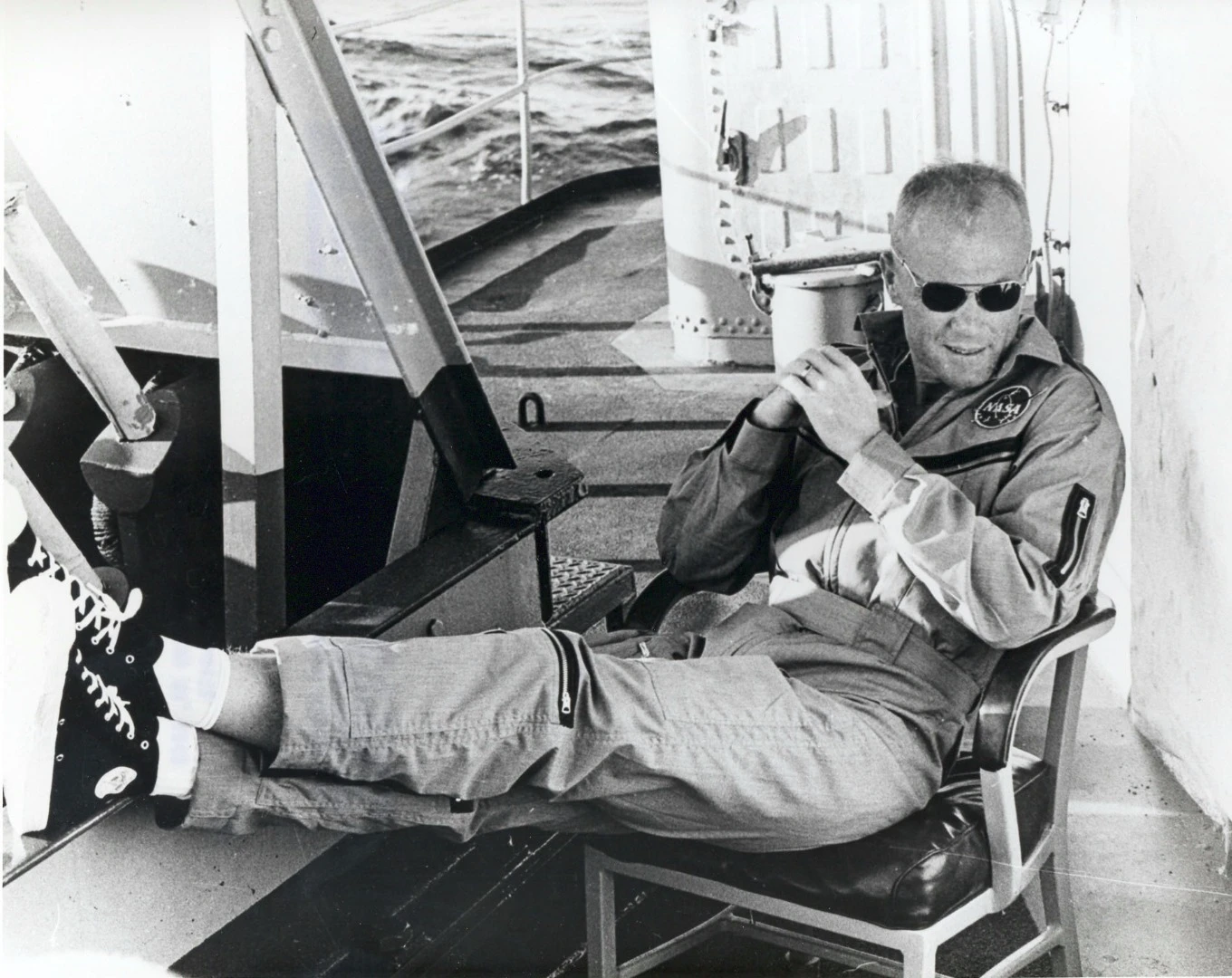 John Glenn aboard the recovery ship after his historic flight