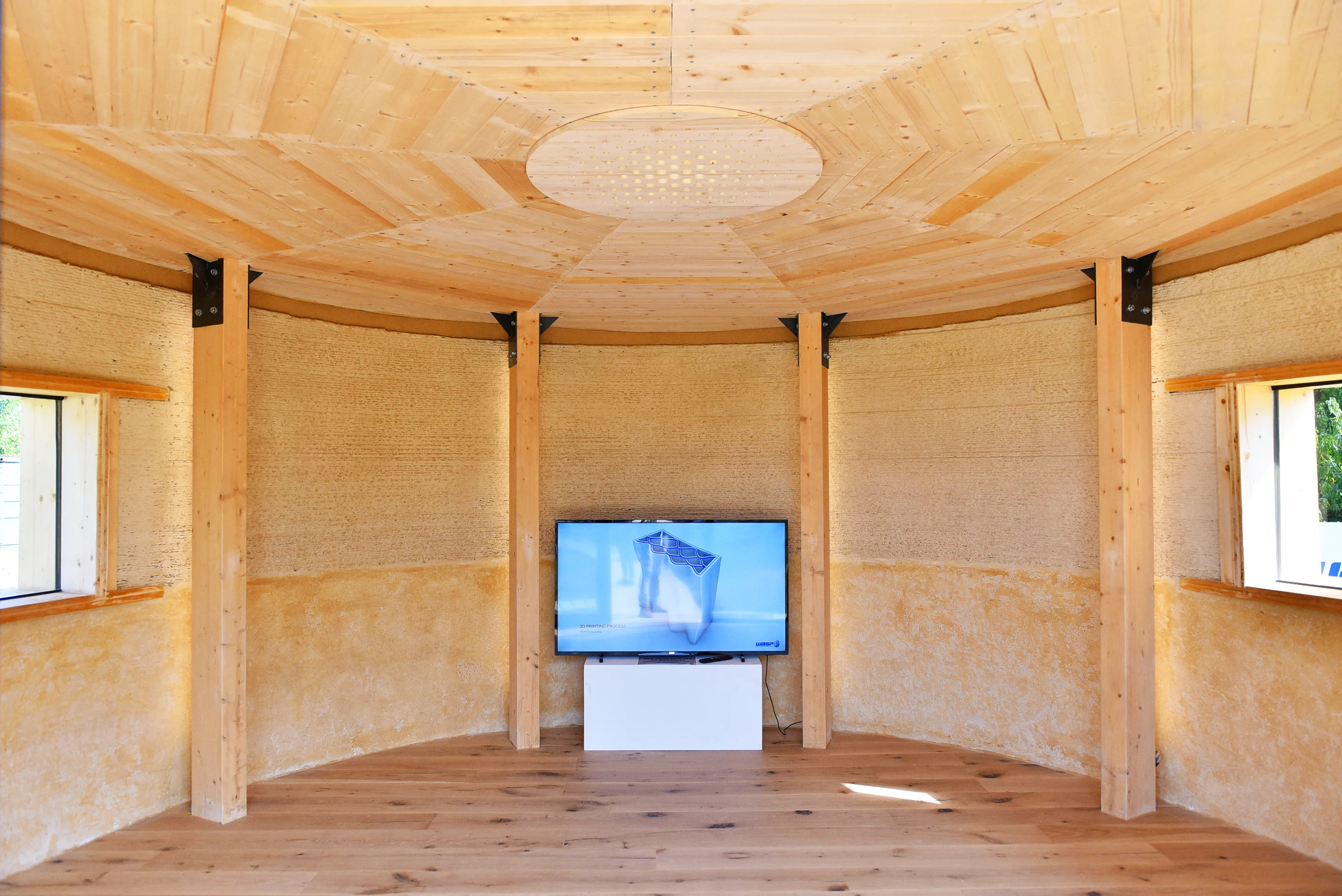 The interior of Gaia measures 20 sq m (215 sq ft) and is topped by a timber roof