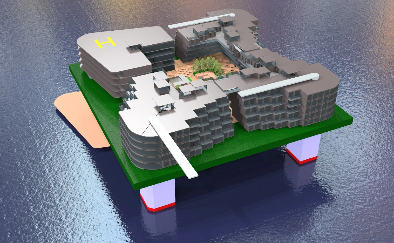 A semi-submersible shipping container design