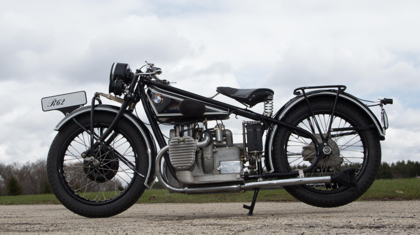 The BMW R62 was the first of the first 750 BMW designed for touring use and this bike dates from the first few years of motorcycle manufacture, and was only produced for two years for a total of 4,355 built and far fewer extant. It fetched $66,000 Auction Description